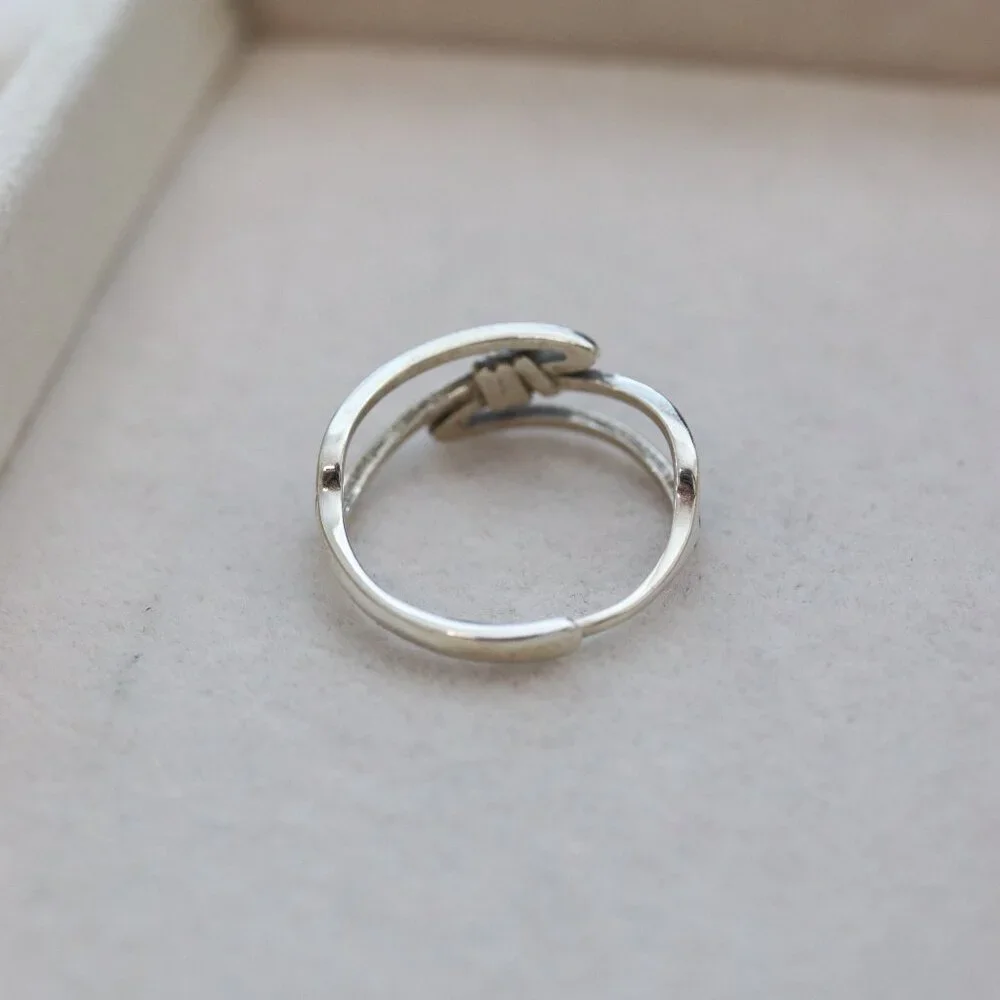 S925 Knot Link Style Adjustable Ring Sterling Silver Stamped S925 - Picture 3 of 4